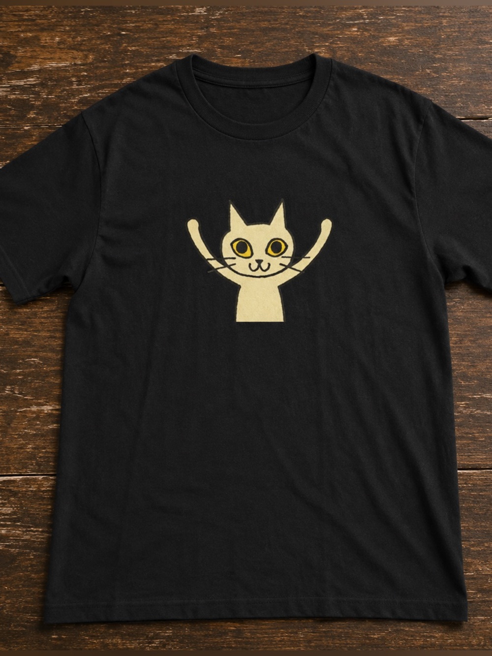 Cute Cat Graphic Tee Black Vintage Style